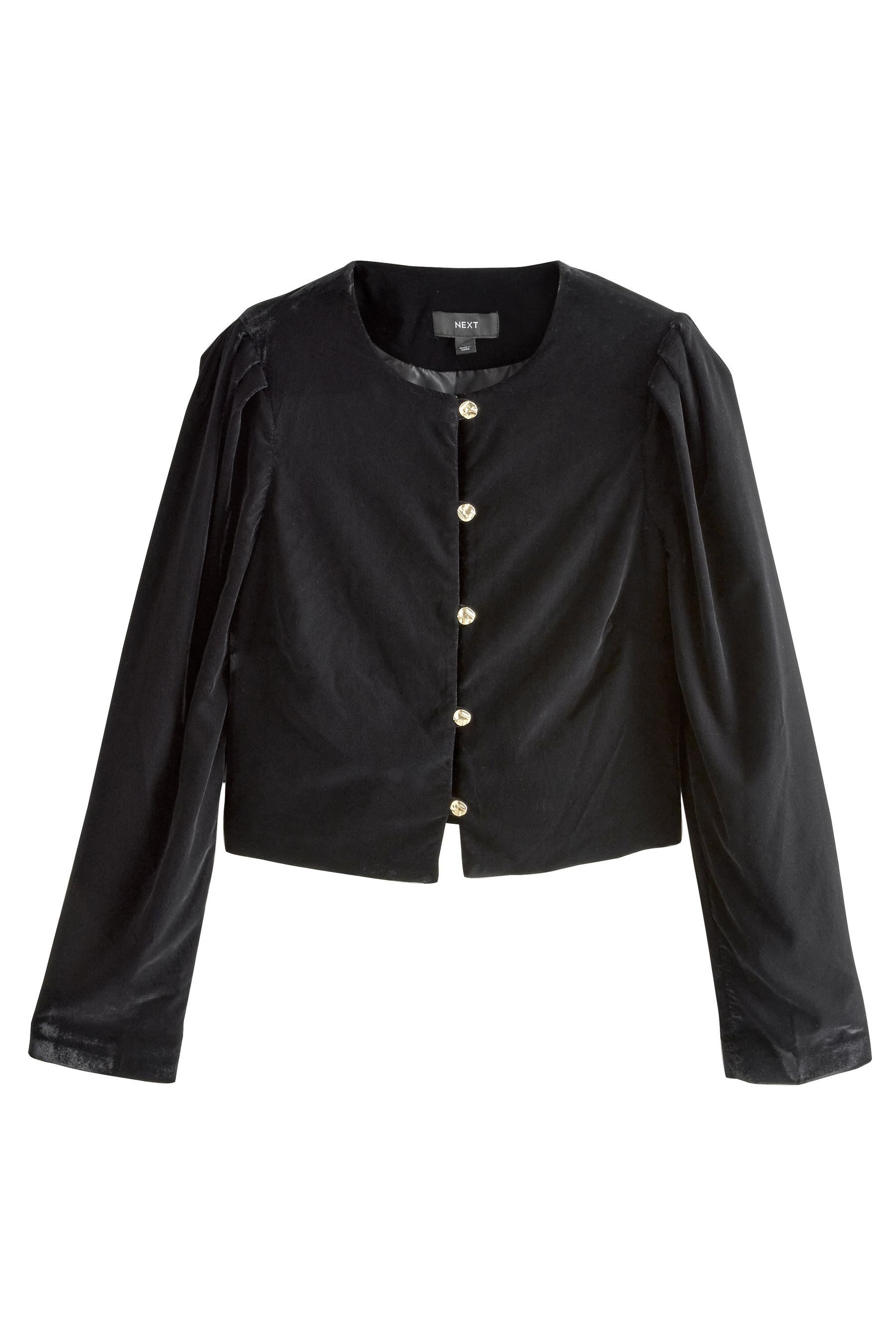 Next Blusenjacke Samt-Jacke mit Goldknöpfen (1-St)
