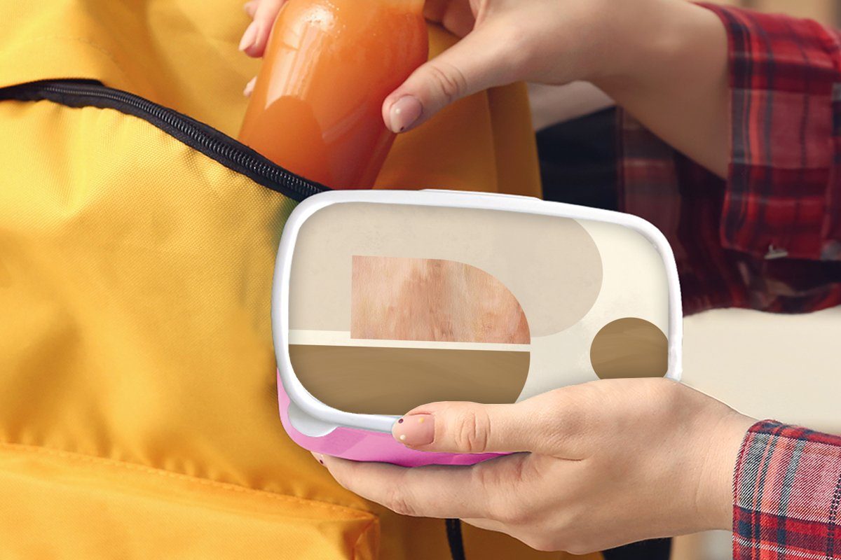 Mädchen, - Lunchbox Abstrakt, Brotdose Rosa Brotbox - MuchoWow (2-tlg), für Kinder, Kunststoff, Snackbox, Design Kunststoff Erwachsene,