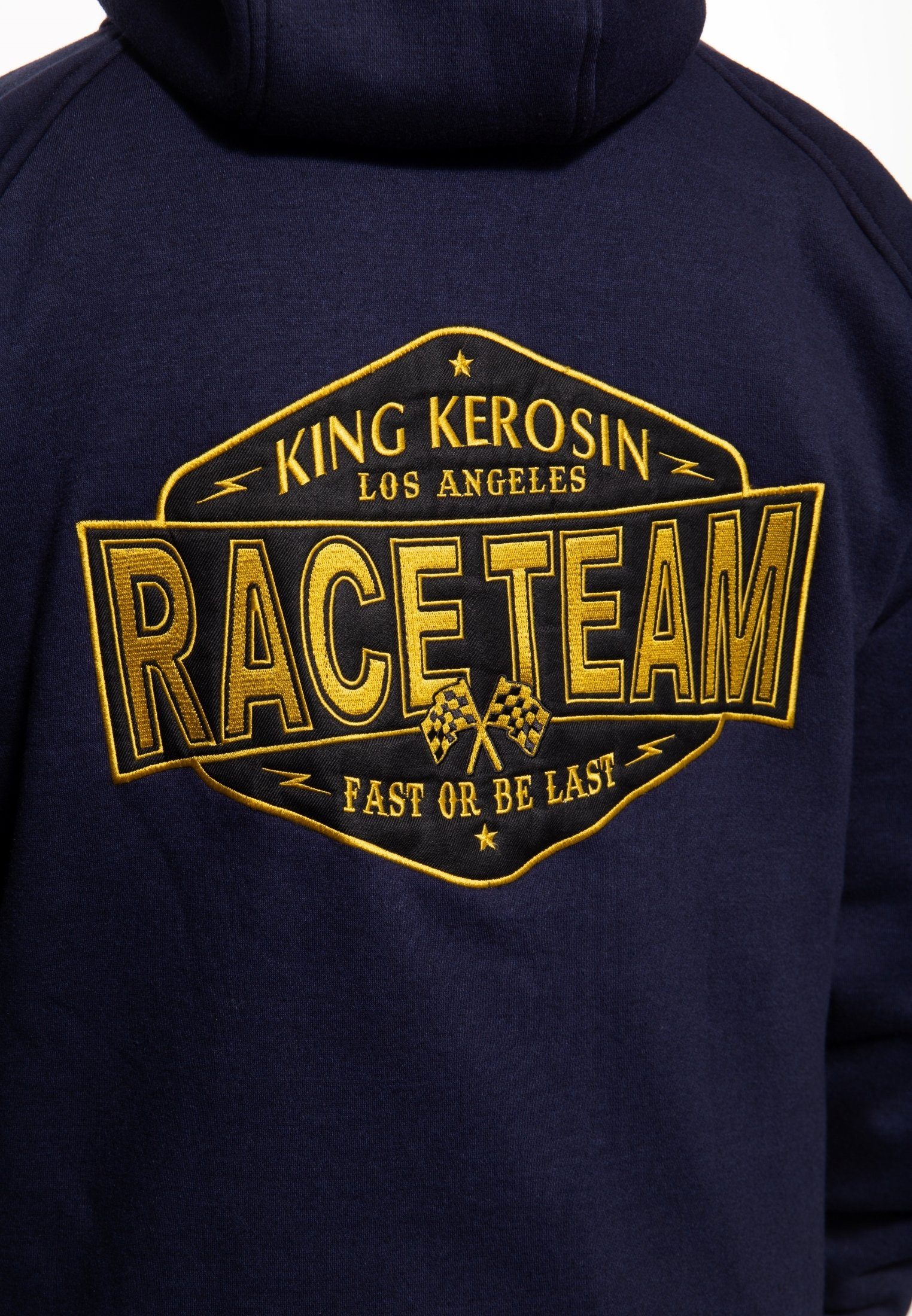 KingKerosin Team hochwertiger Kapuzensweatjacke mit Stickerei Race
