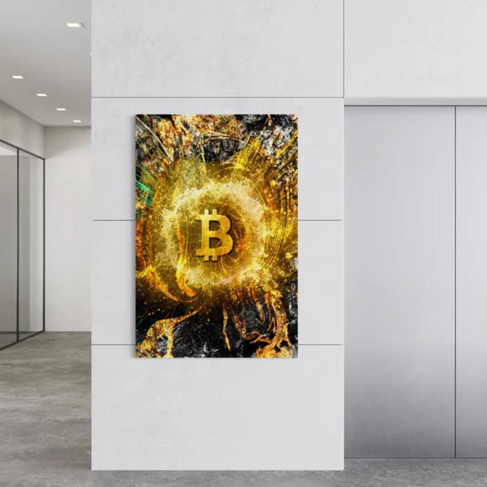 Art100 Leinwandbild Bitcoin Gold Pop Art Leinwandbild Kunst