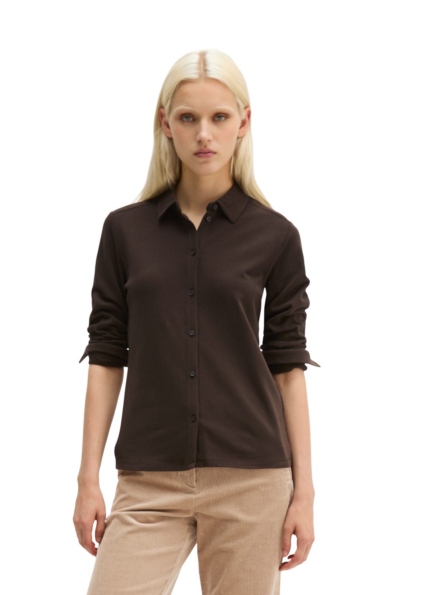 Marc O'Polo Langarm-Poloshirt aus gebrushtem Single Jersey