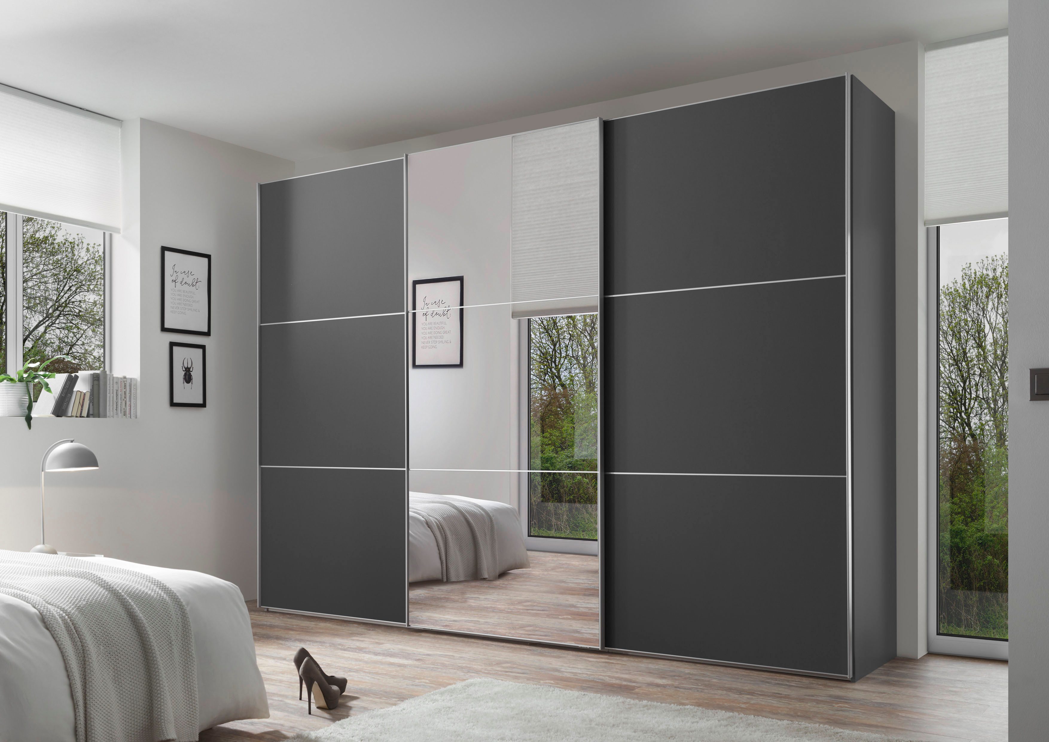 STAUD Schwebetürenschrank Includo, Made in Germany Mit Spiegeltüre und vier verschiedenen Ausstattungsvarianten