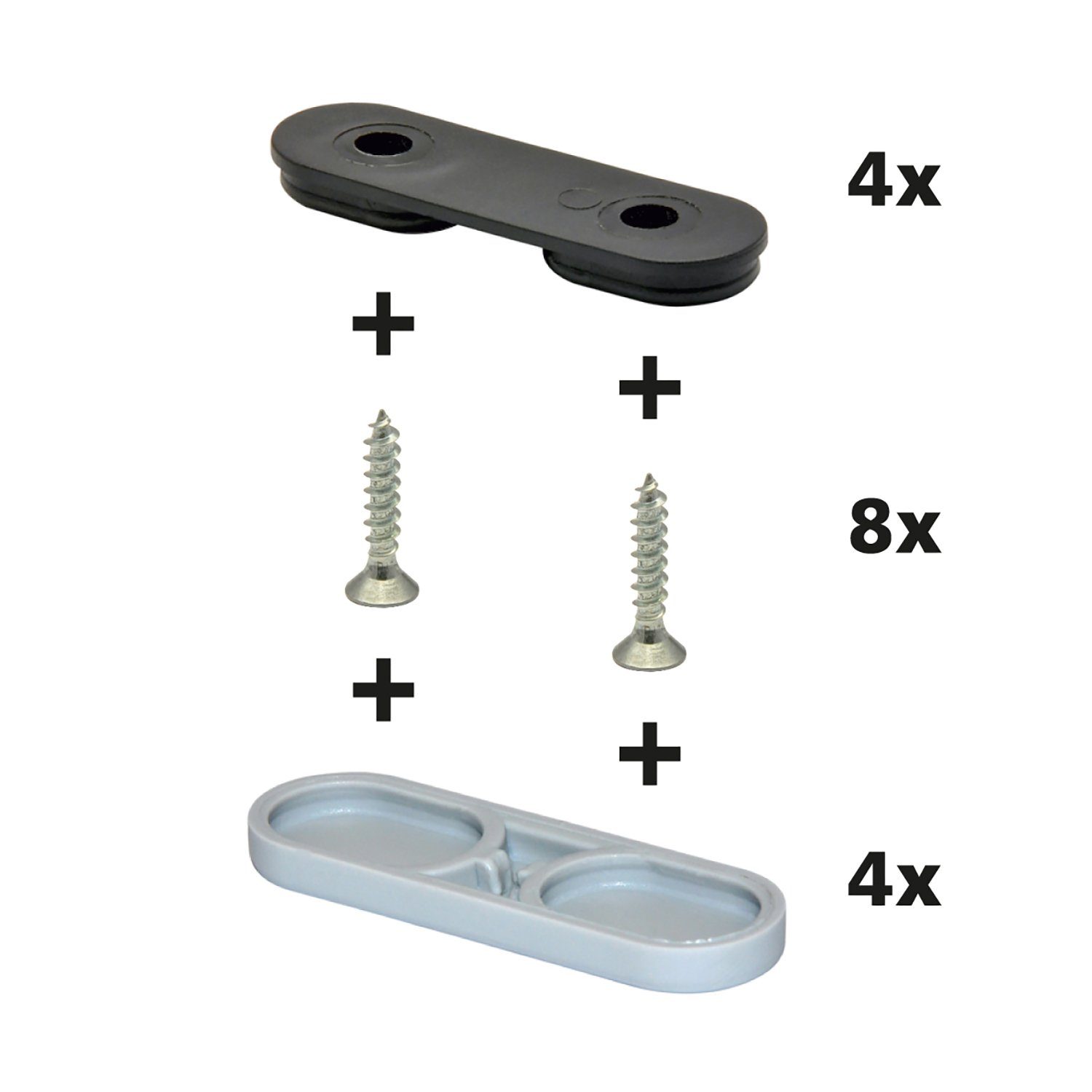 WAGNER design yourself Klick-Gleiter QuickClick® TANDEM Stuhlgleiter Kunststoffgleiter I 4er-Set zum Anschrauben I 4x Basis + 8x Schraube + 4x Gleiteinsatz austauschbar - Kunststoff HYPER - 39 x 12 mm - Made in DE