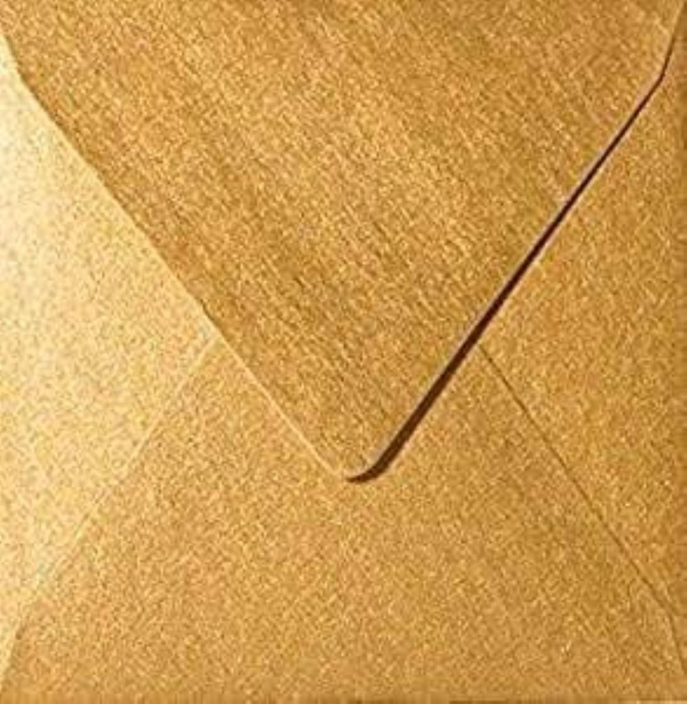 Briefumschläge24Plus Briefumschlag 50 St.16x16 cm Briefumschläge Quadratisch Feuchtklebend Gold Metallic, 160 x 160 mm Briefumschläge Recyceltes Material