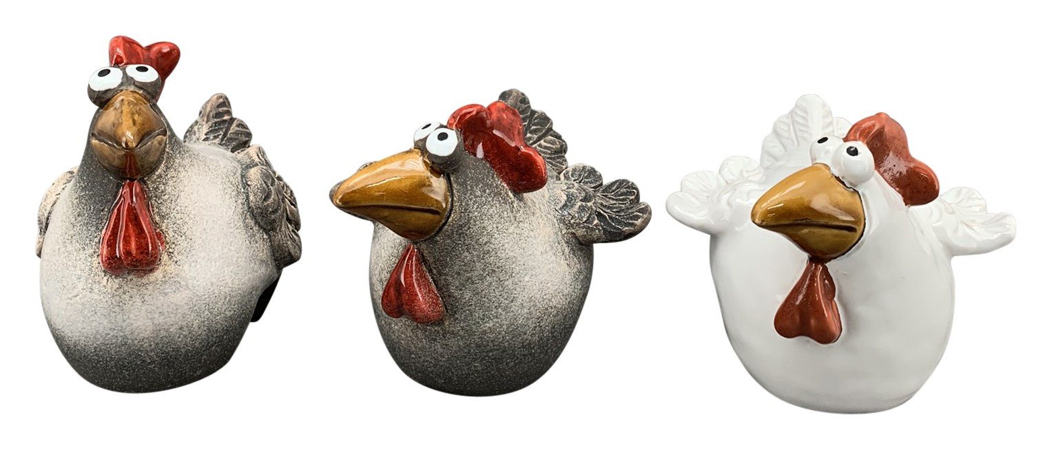 finehomegarden Gartenfigur Zaunhocker Huhn Keramik 3fach günstig online kaufen