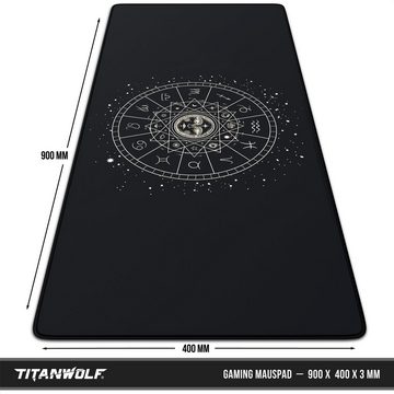 Titanwolf Gaming Mauspad, XXL, glattes Stoffgewebe, Speed Mousepad 900 x 400mm, Zodiac