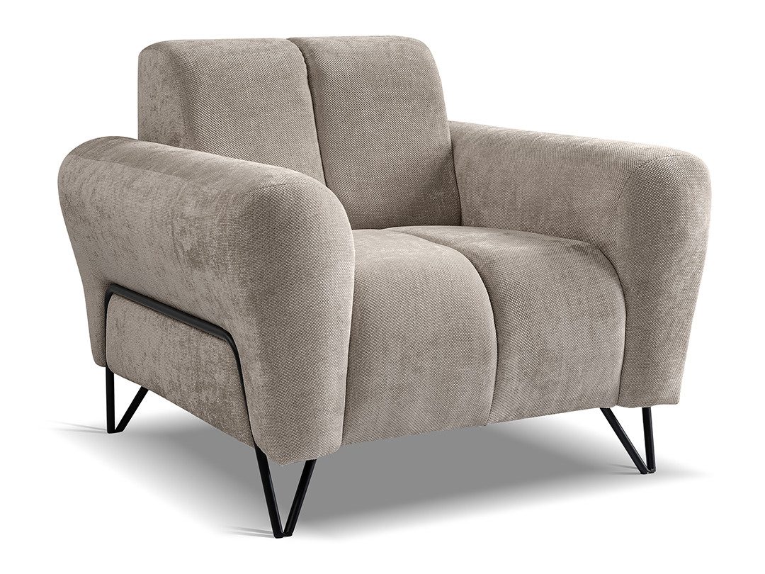 Beautysofa Sessel mit Metallbeine in schwarzer VOLARE (modernes Design, Rüc günstig online kaufen