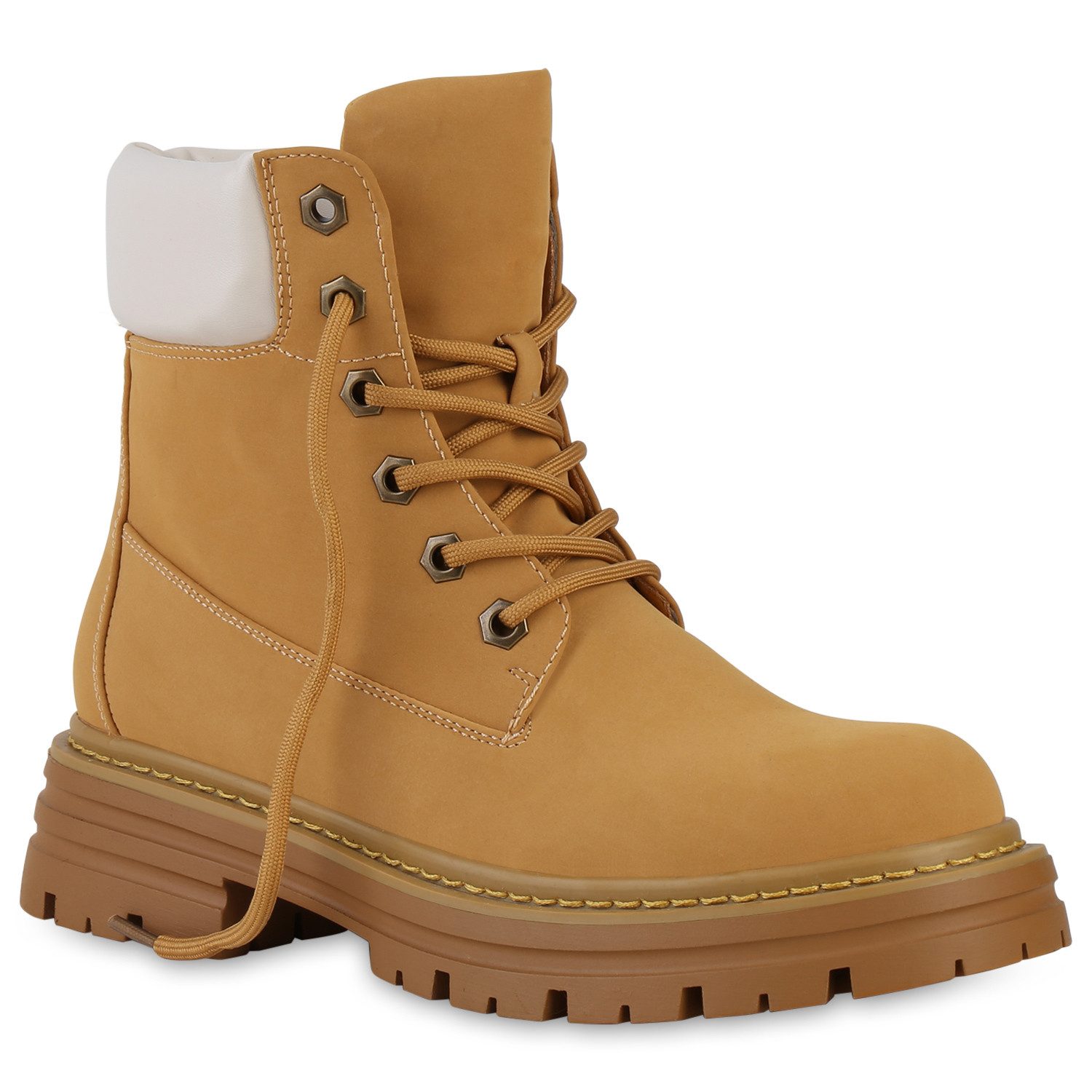 VAN HILL 840542 Stiefelette Damen Worker Boots Plateau Vorne Bequeme Outdoo günstig online kaufen