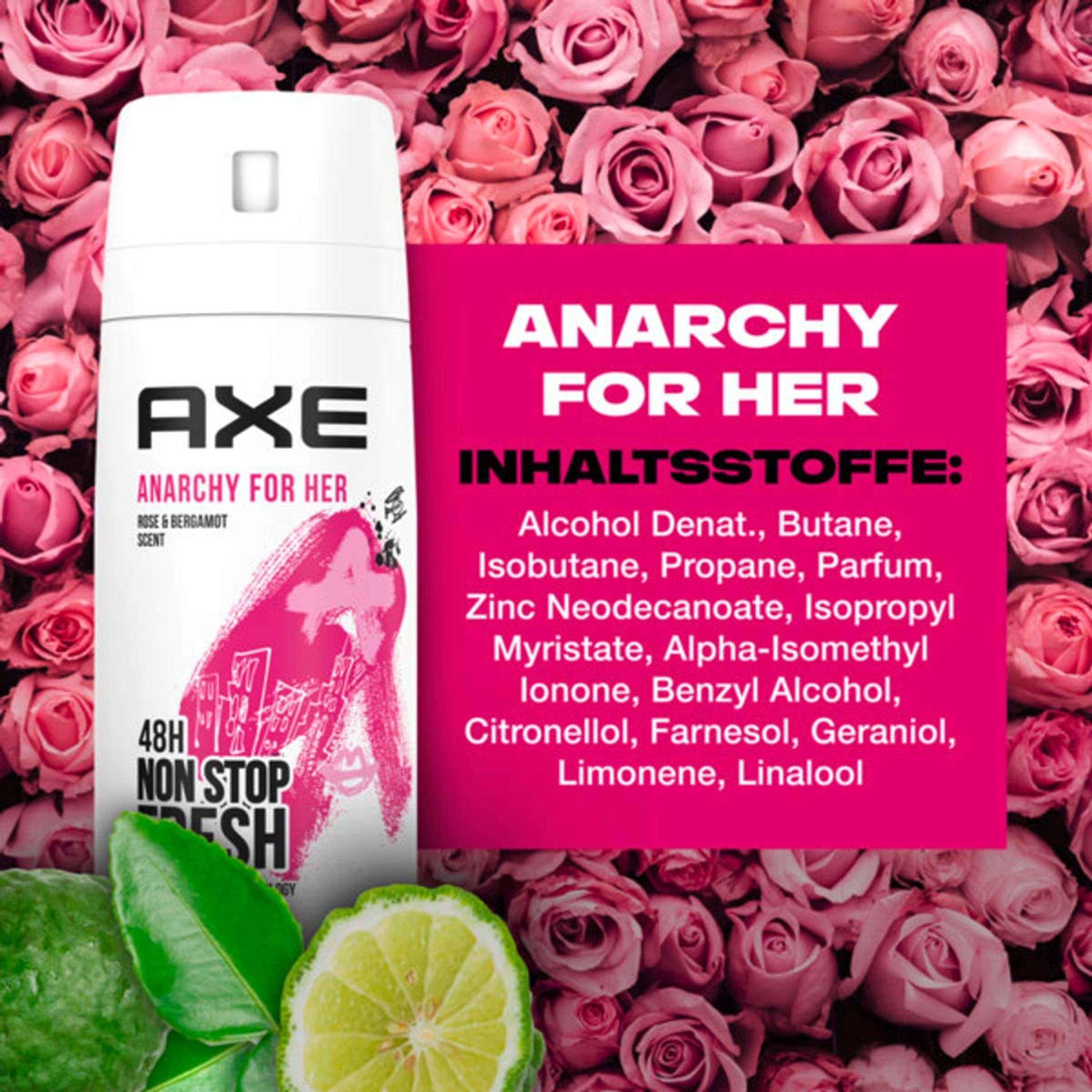 Deo-Set Her Anarchy Bodyspray axe 6x150ml for Deo ohne Deospray Aluminiumsalze
