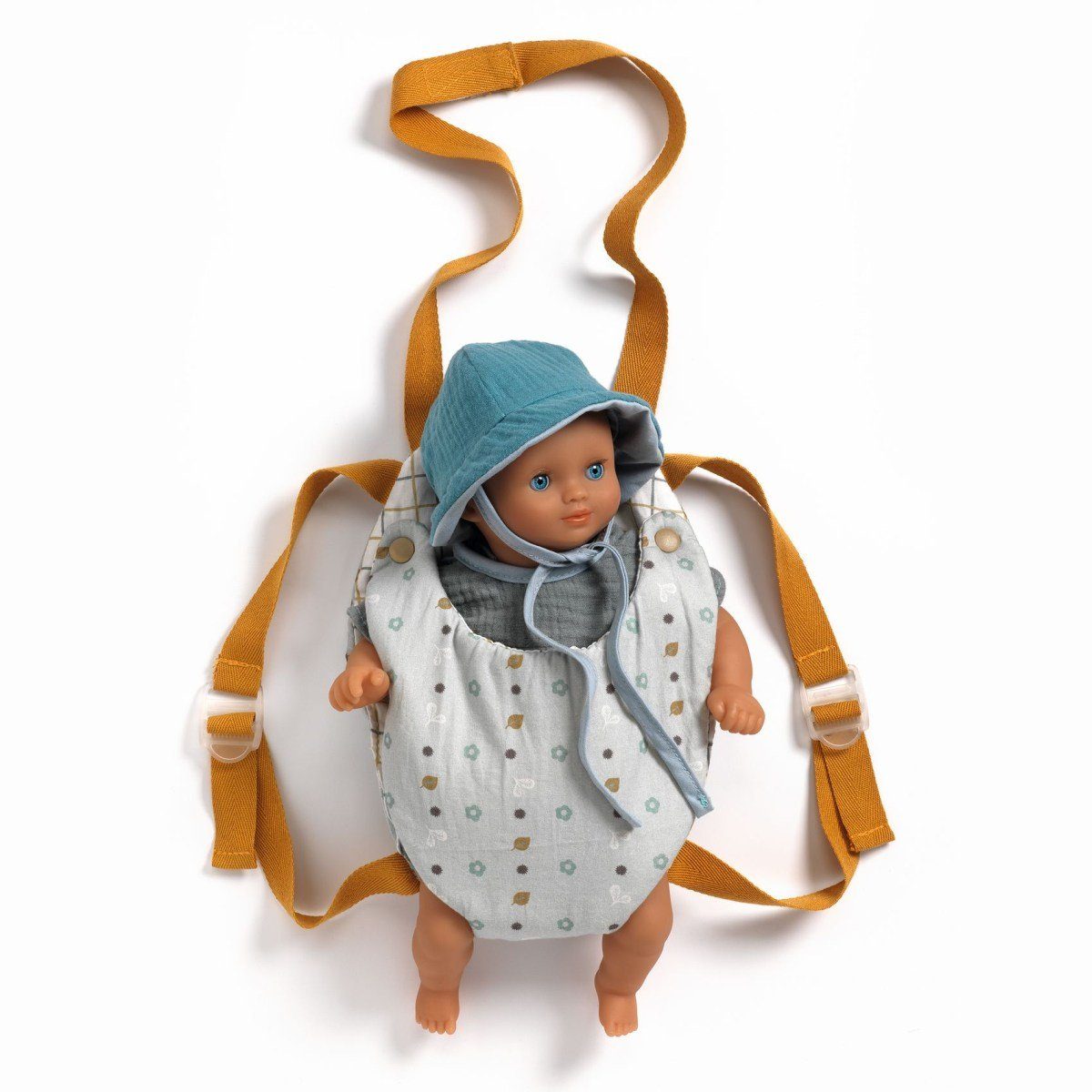 DJECO Puppen Tragetasche POMEA Puppentrage Blue Gray DJ07840, Verstellbare Träger