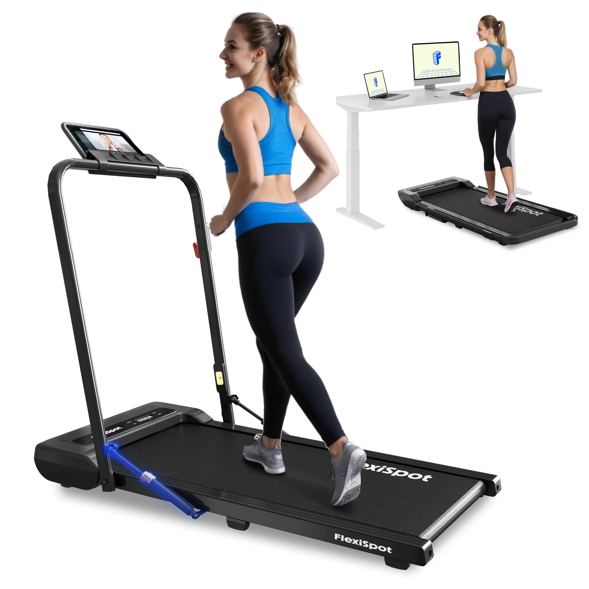 FLEXISPOT Laufband Walking Pad GP018, 1-6/10 km/h, LED-Display & Kabellose Fernbedienung (LED-Display & Kabellose Fernbedienung, rutschfest & gedämpft), Mit Schmiermitteln, für Zuhause & Büro, Max. 140 KG
