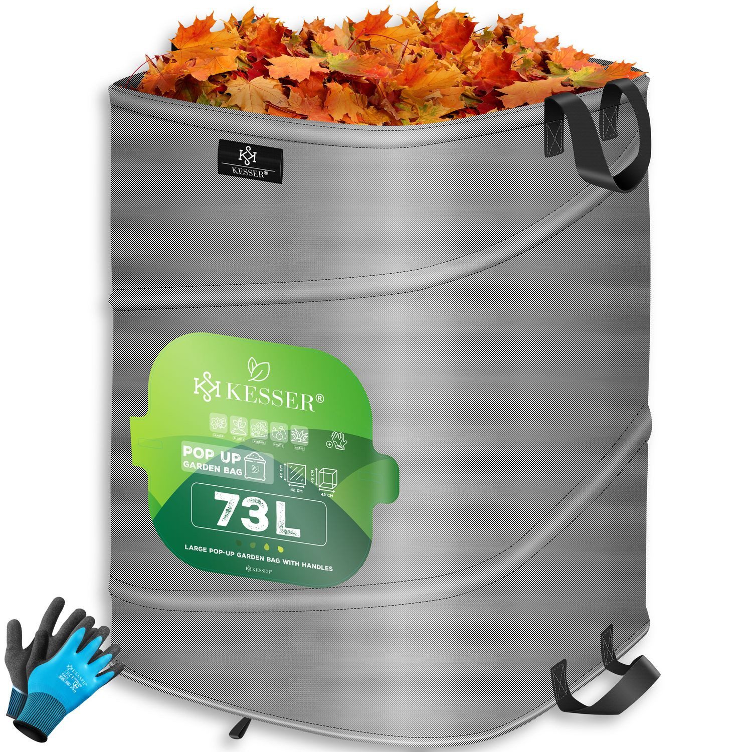KESSER Gartensack, 73 l, (1-tlg), Pop-Up-Gartensack Laubsack Gartenabfallsack inkl. Handschuhe