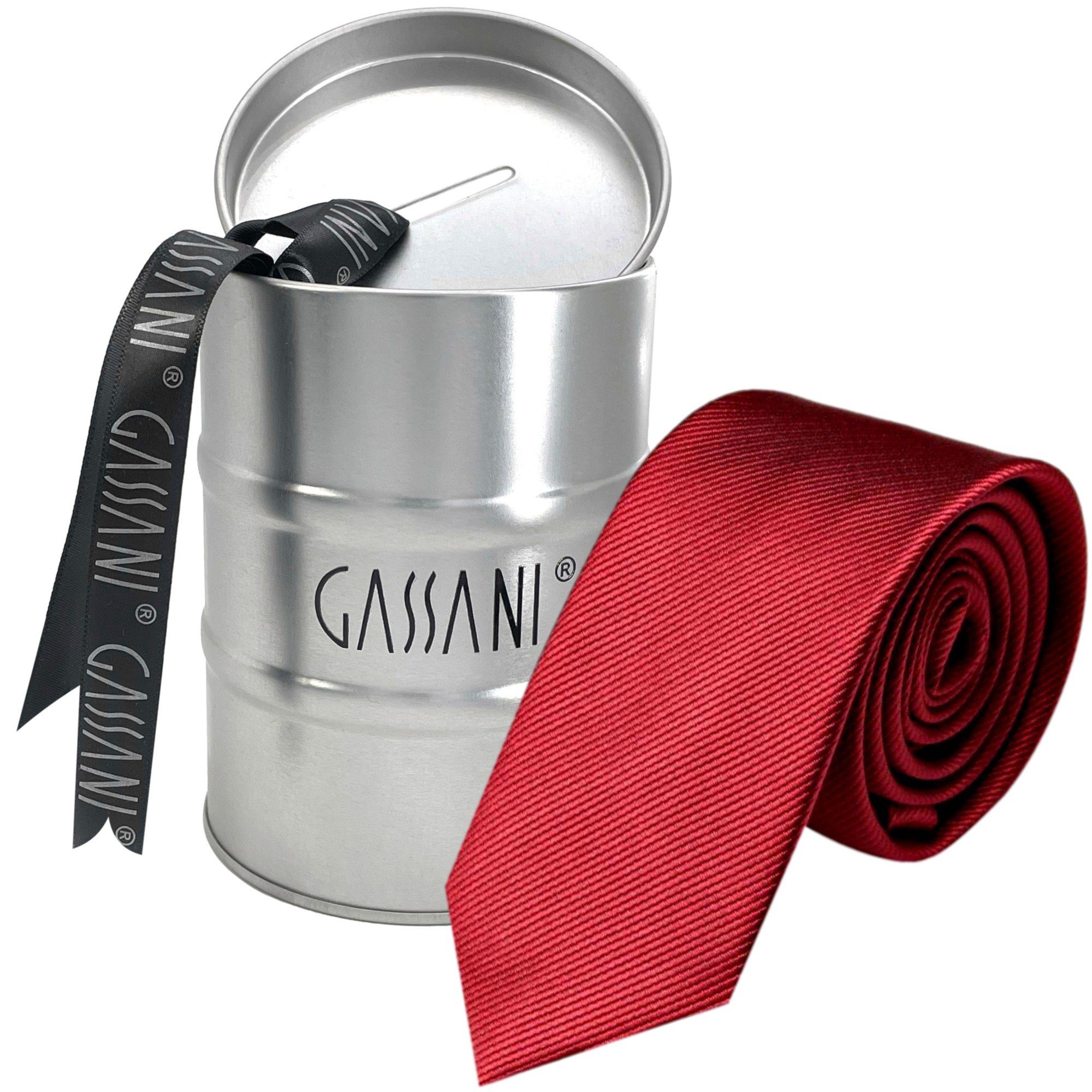 GASSANI Slim-Fit In Männer Dunkel-Rot mit Weinrot Krawatte Seide-Touch Bordeaux-Rot Rosen-Rot Streifen, Rippen Rips Dose Blech-Spardose, Gestreifte 2-St., Samt-Rot Schmale Feine Tiefrot Geschenkverpackung) Geschenk-Box (set, Männer-Schlips Herren-Krawatte Uni Business-Krawatte,