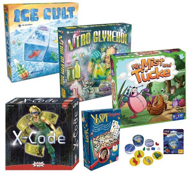 Zoch Spiel, Brettspiel »Großes 6er Spielepaket (Ice Cult, Nitro Glyxerol, X-Code, I Spy, Geistes Blitz, Mit Mist und Tücke)«