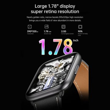 findtime Smartwatch (1,78 Zoll, Android, iOS), mit Herzfrequenz-Monitor Schlaf,Schrittzähler,Kalorien,WasserdichtIP68