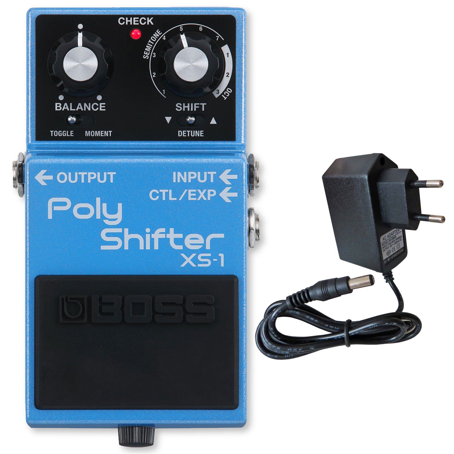 Boss by Roland E-Gitarre Boss Effektgerät XS-1 Poly Shifter Effektpedal mit Netzteil, Effektgerät, Gitarre, Bass, Effektgerät, Vorteils-Set mit Netzteil