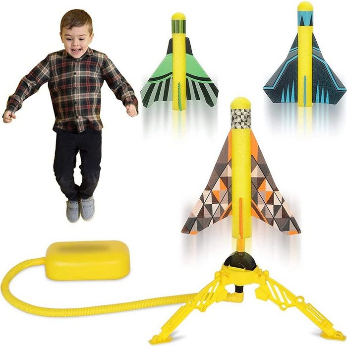 Mmgoqqt Holzbaukasten Rakete Luftdruck Outdoor Spielzeug für Kinder-Geschenke für Jungen