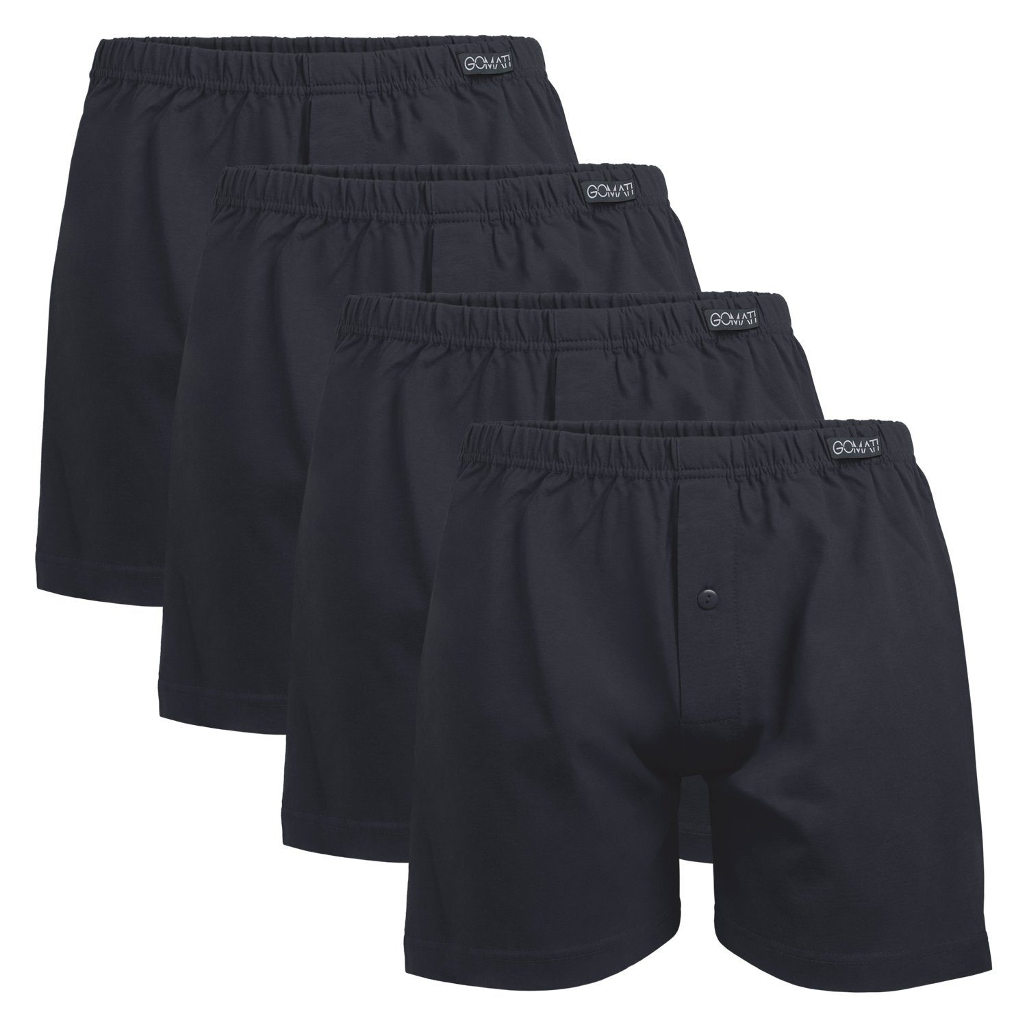 Gomati Boxershorts Herren Jersey Boxershorts Stretch Shorts aus Baumwolle (4er Pack) Schwarz