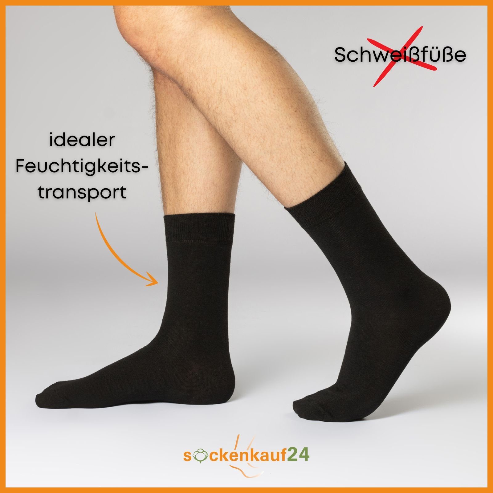Strümpfe Damen mit sockenkauf24 Paar Socken Baumwollsocken Komfortbund & Graumix 12 Herren
