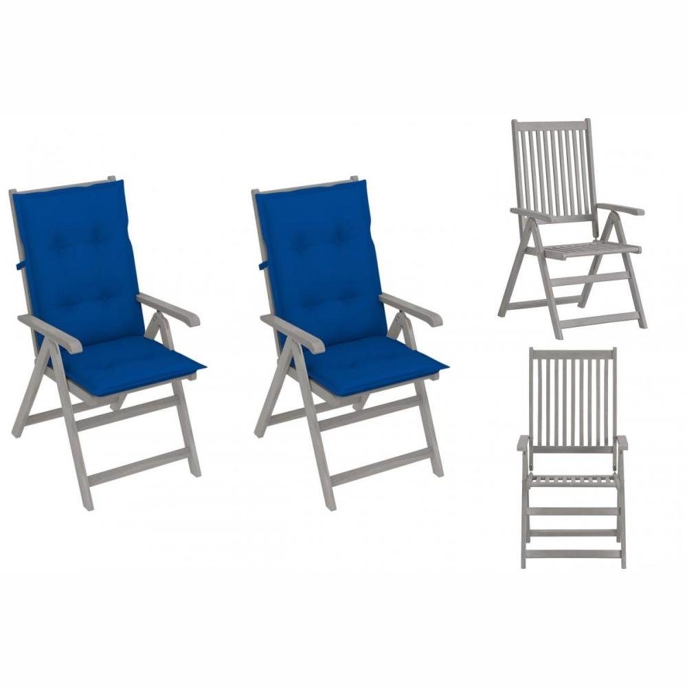 vidaXL Gartenstuhl Verstellbare Gartenstühle 2 Stk mit Auflagen Massivholz Akazie | Stühle