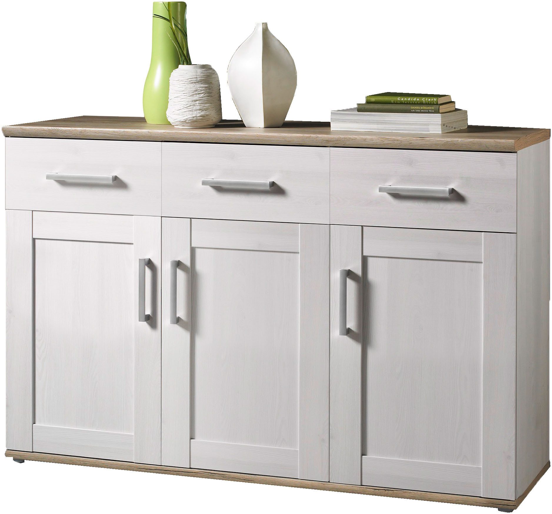 HBZ Sideboard Romance im Landhaustil, Wohnzimmerschrank BxHxT 140x88x45 cm (1 St), Mit 3 Türen, 3 Schubkästen und 3 Einlegeböden
