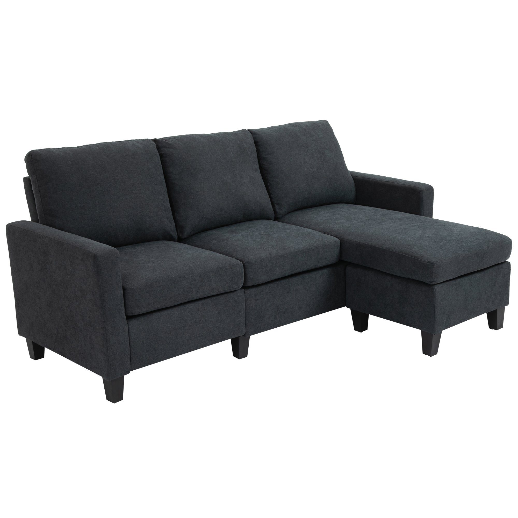 x Eckgarnitur, 139 cm in 3-Sitzer 197 91 L-Form, Dunkelgrau Ecksofa x HOMCOM 3-Sitzer-Sofa Teile, Eckcouch 1