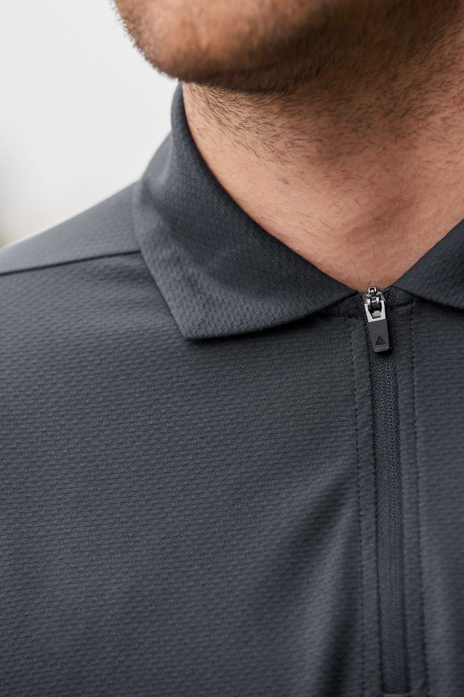 Langärmeliges Grey Next Slate Poloshirt (1-tlg) Golf Polohemd