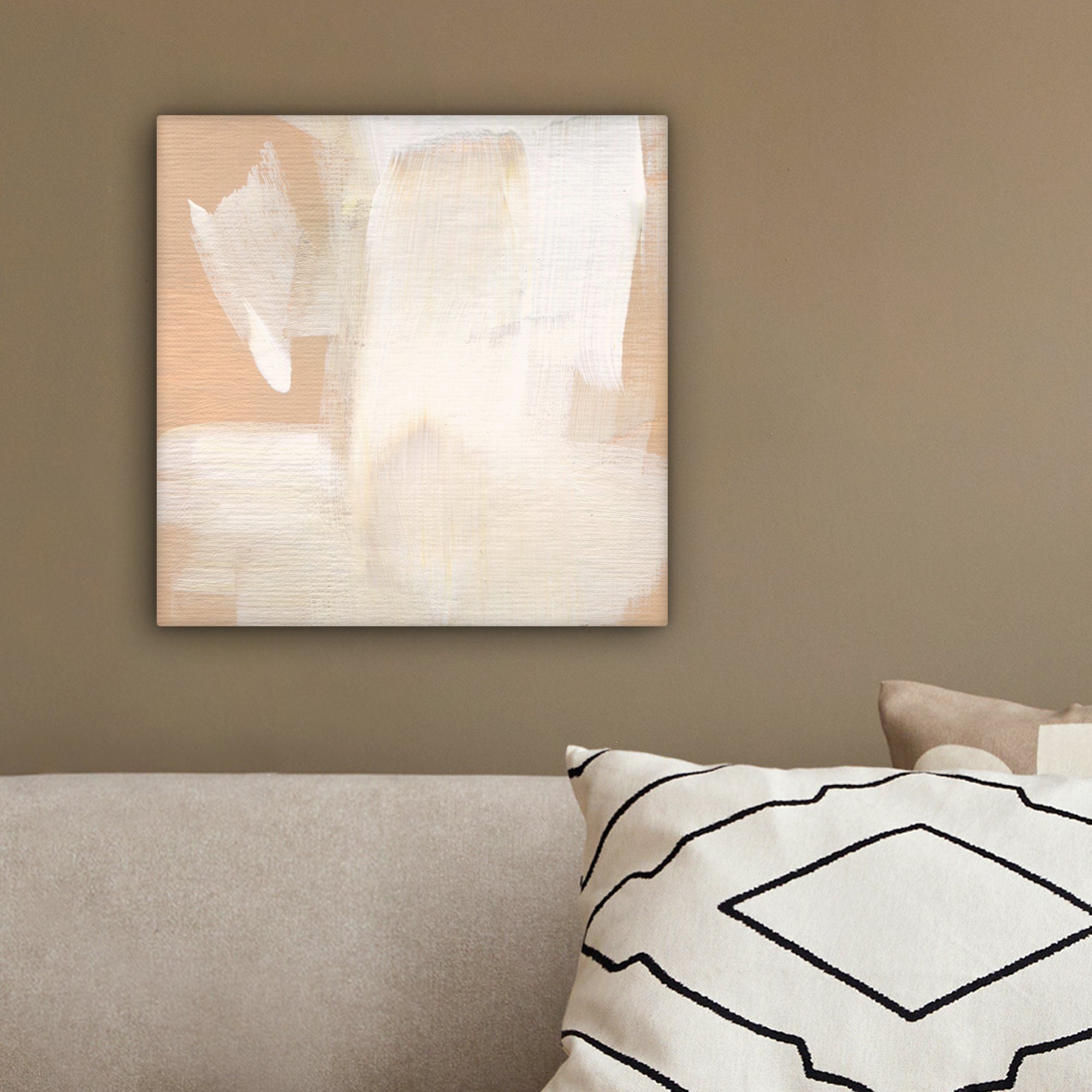 OneMillionCanvasses® Leinwandbild Kunst - St), für Wohnzimmer Bilder Leinwand Beige Modern, - Schlafzimmer, (1 - 20x20 cm Weiß