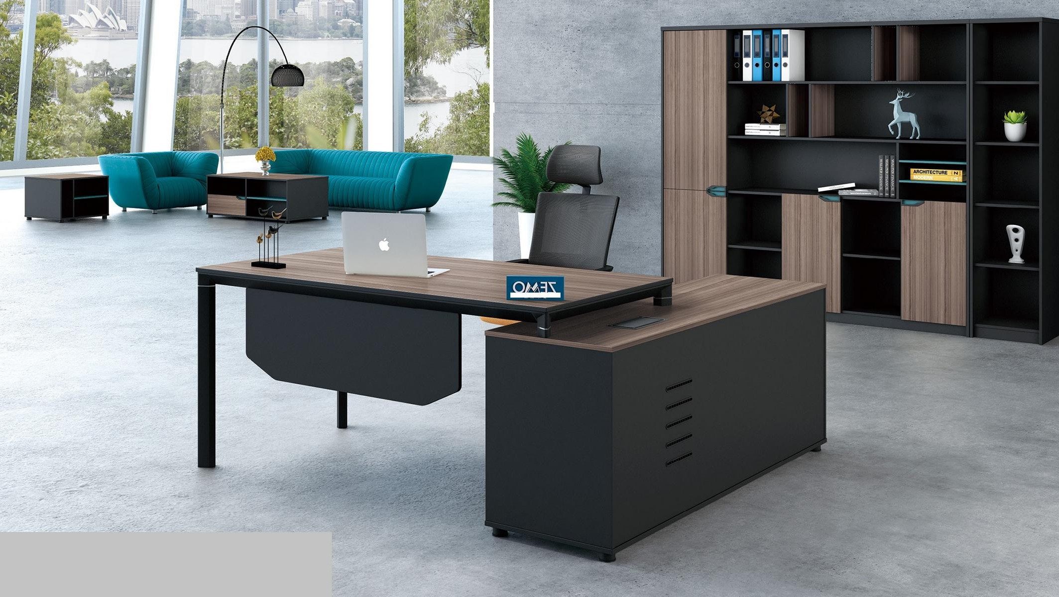 Xlmoebel Eckschreibtisch Eckschreibtisch von XLMOEBEL in Dunkelbraun aus Holz, L-Form, Made in Europa