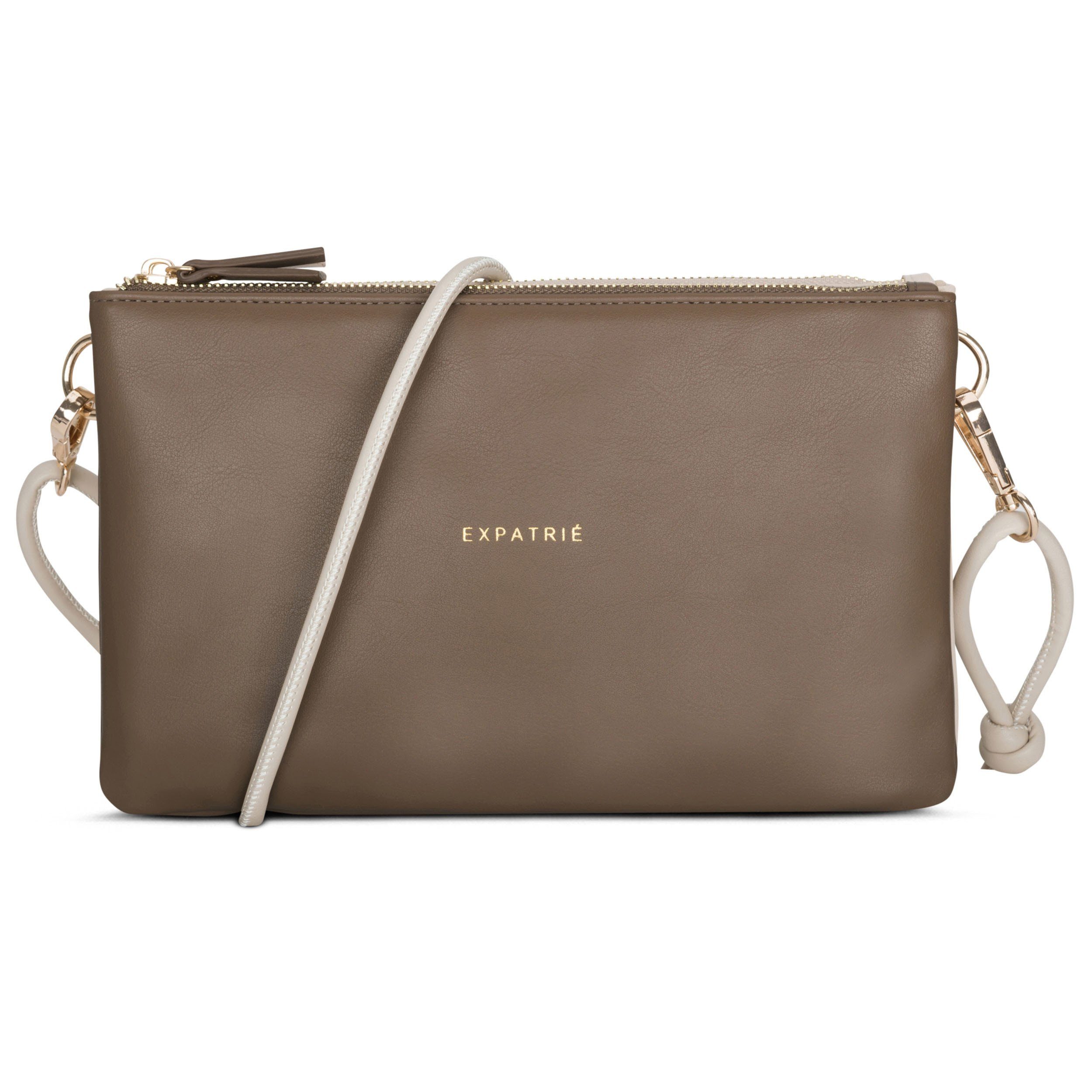 Expatrié Umhängetasche Emilie Tasche Damen, Zweifarbige 2-in-1 Umhängetasche und Clutch