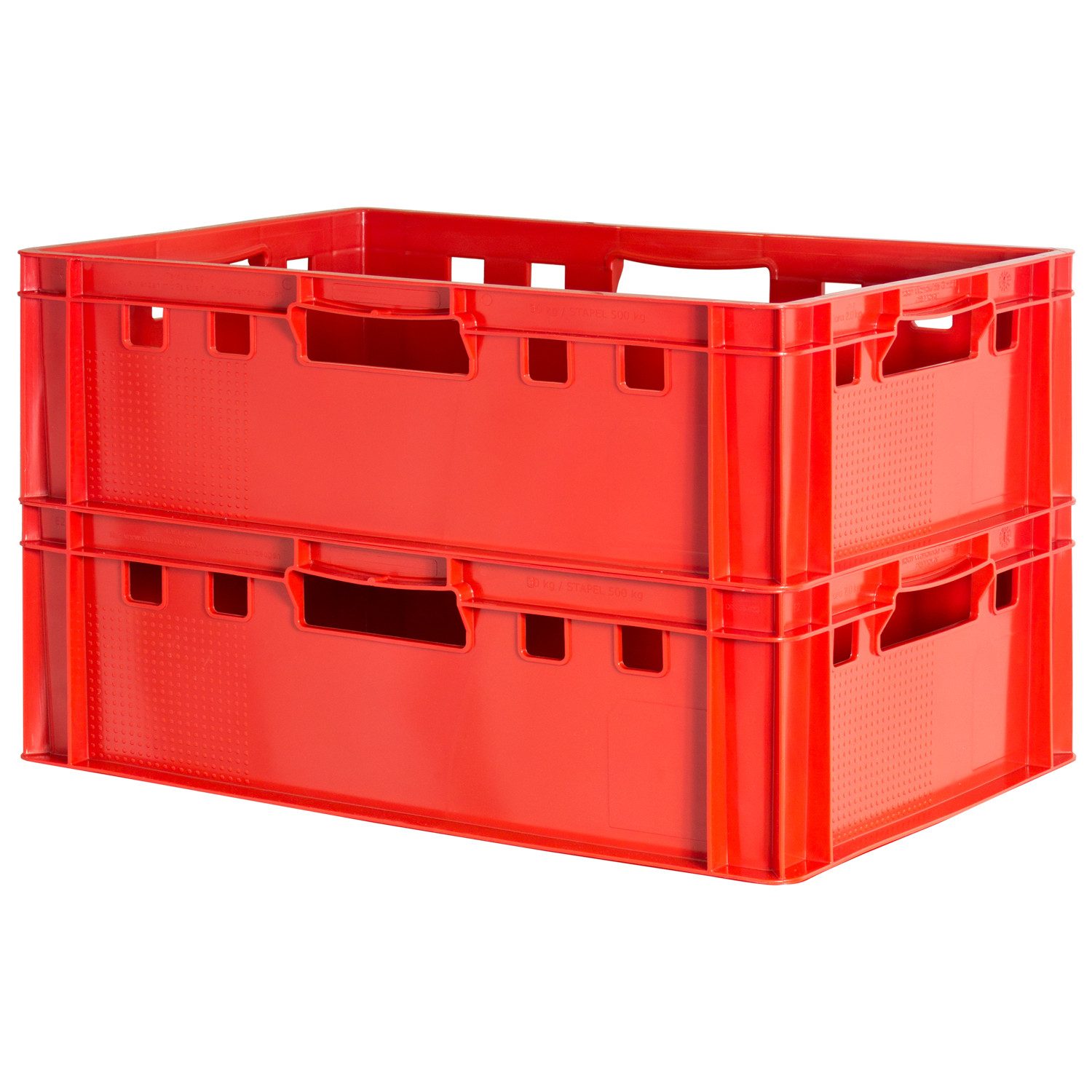 Kingpower Allzweckkiste 2x Fleischkiste Stapelkiste E2 Fleischerkiste Eurobox Metzgerkiste Rot