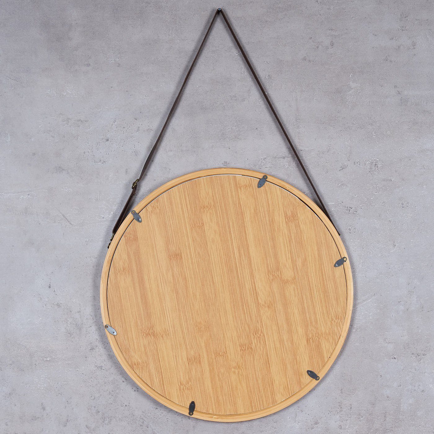 Levandeo® Wandspiegel, Spiegel Deko Flurspiegel Holz Rund 38cm Bambus Wanddeko Wandspiegel