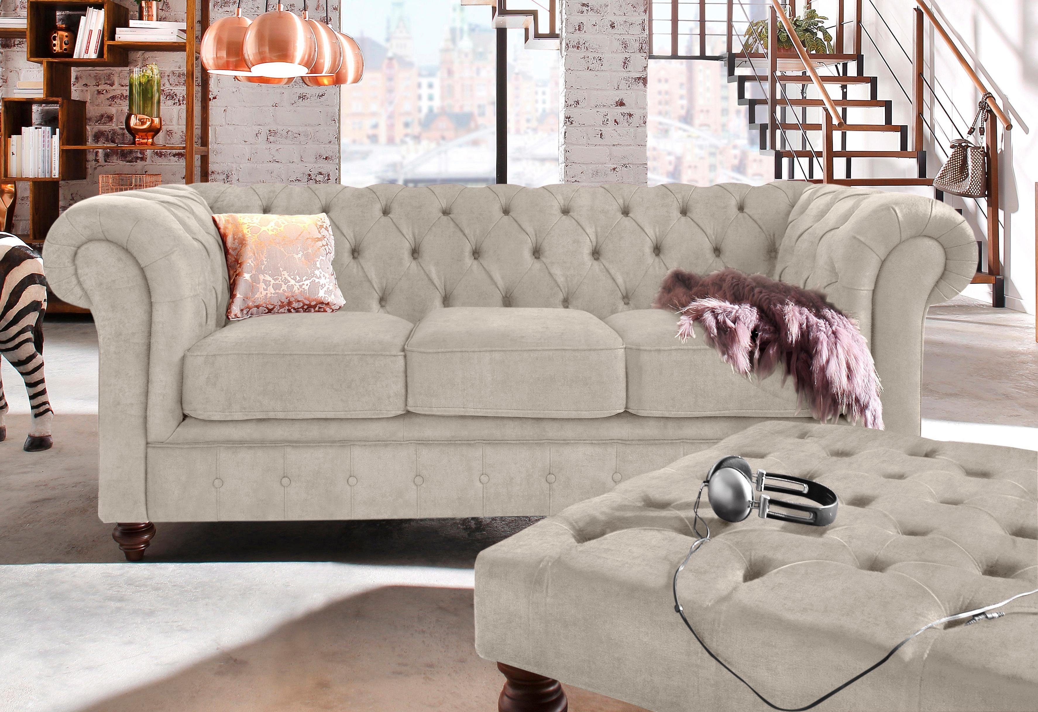 OTTO home Chesterfield-Sofa Chesterfield 3-Sitzer B/T/H: 198/89/74 cm, mit hochwertiger Knopfheftung, auch in Leder – Bild 5 von 5
