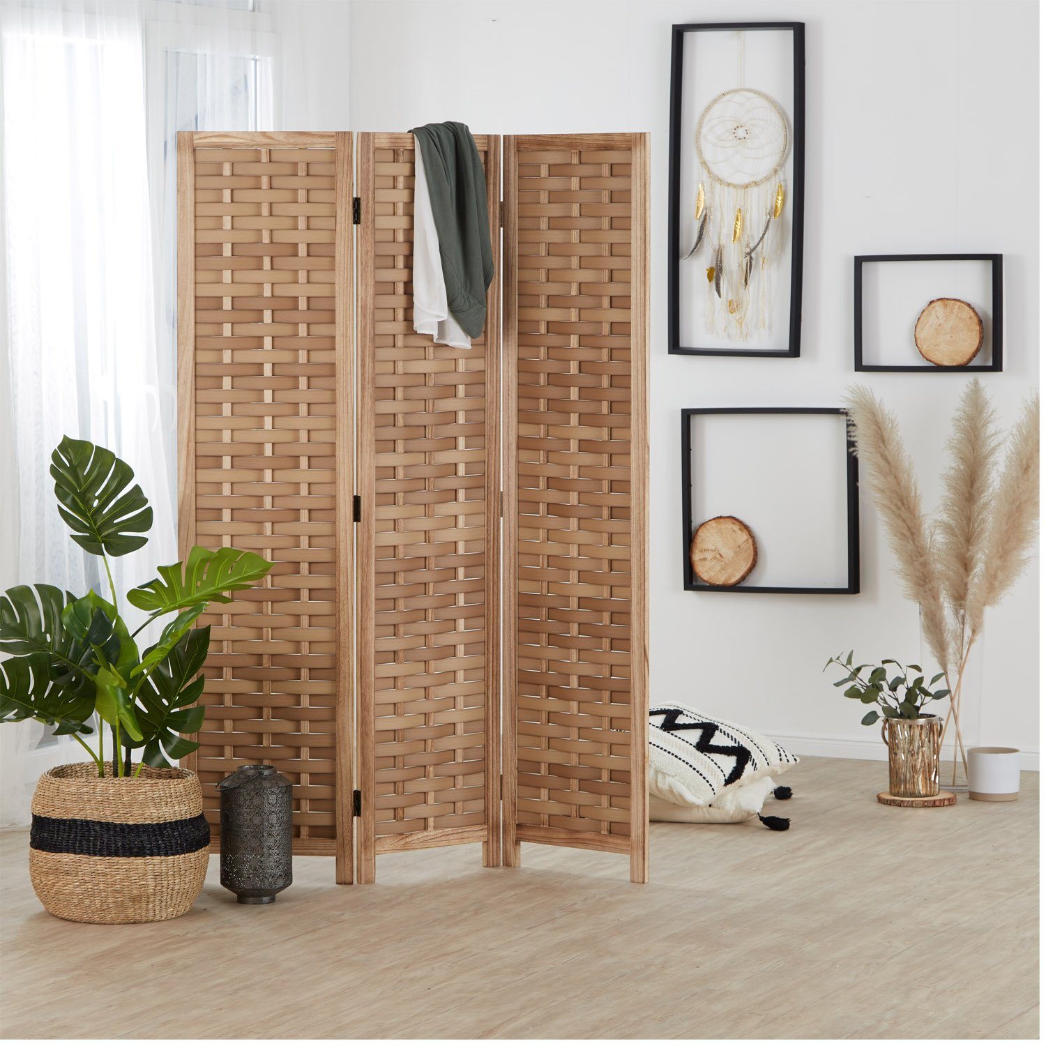 Homestyle4u Paravent Raumteiler Indoor Holz Trennwand günstig online kaufen