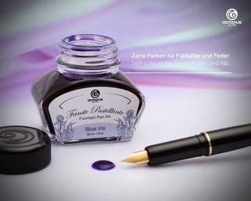 OCTOPUS Fluids Schreibtinte Pastell Violett "Blue Iris" 30 ml mit Konverter Tintenglas