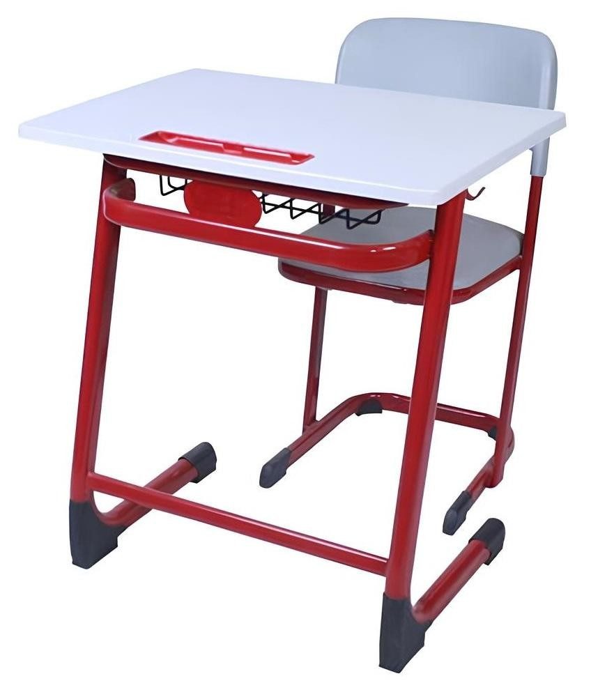 JVmoebel Schreibtisch Weiß-Rotes Schulset Moderner Jugendtisch Designer Stuhl Möbel 2tlg (2-St), Made in Europa