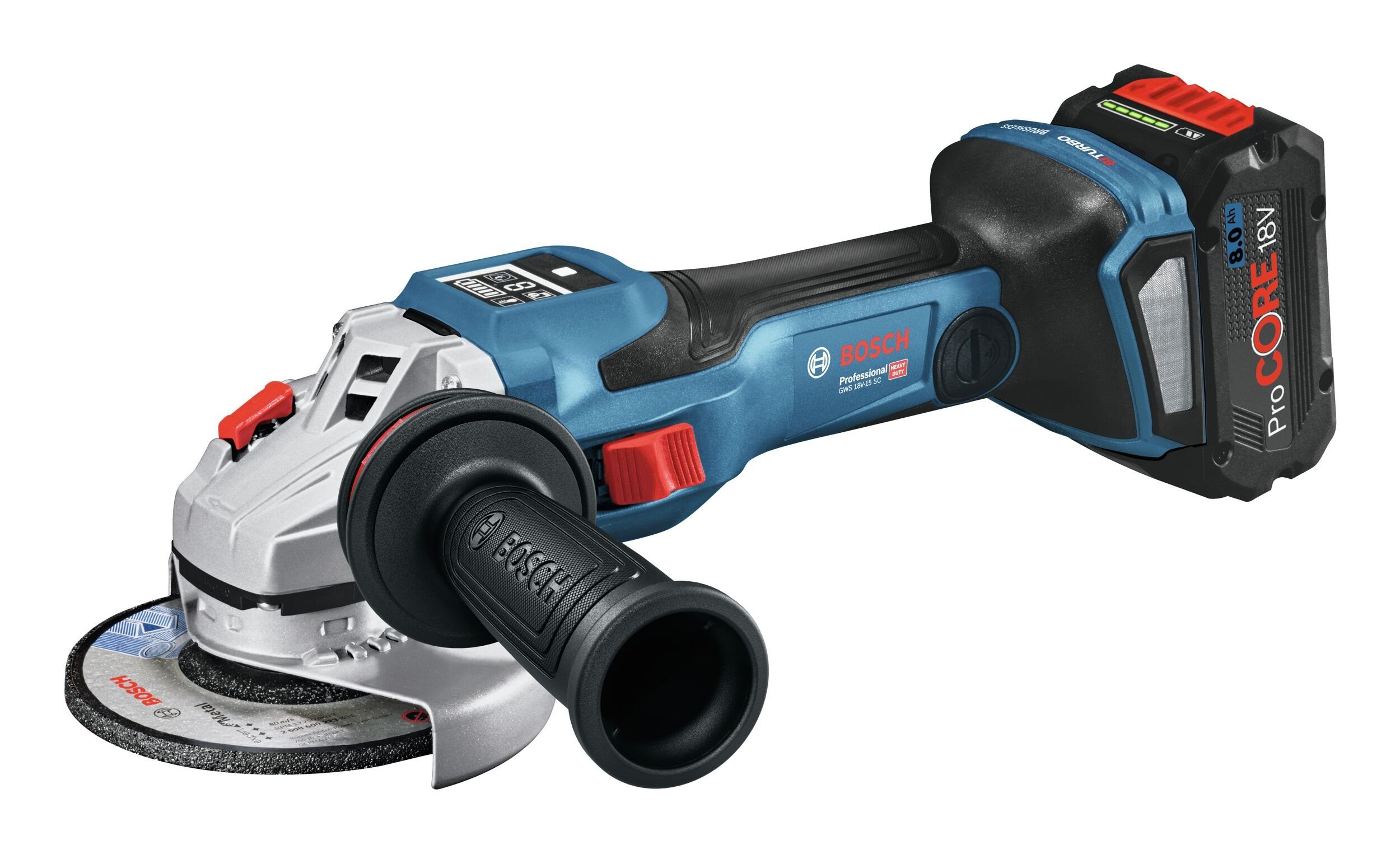 Bosch Professional Akku-Winkelschleifer GWS 18V-15 SC BITURBO, max. 7400 U/min, Für Scheibendurchmesser 150 mm Ohne Akku - in L-BOXX 136