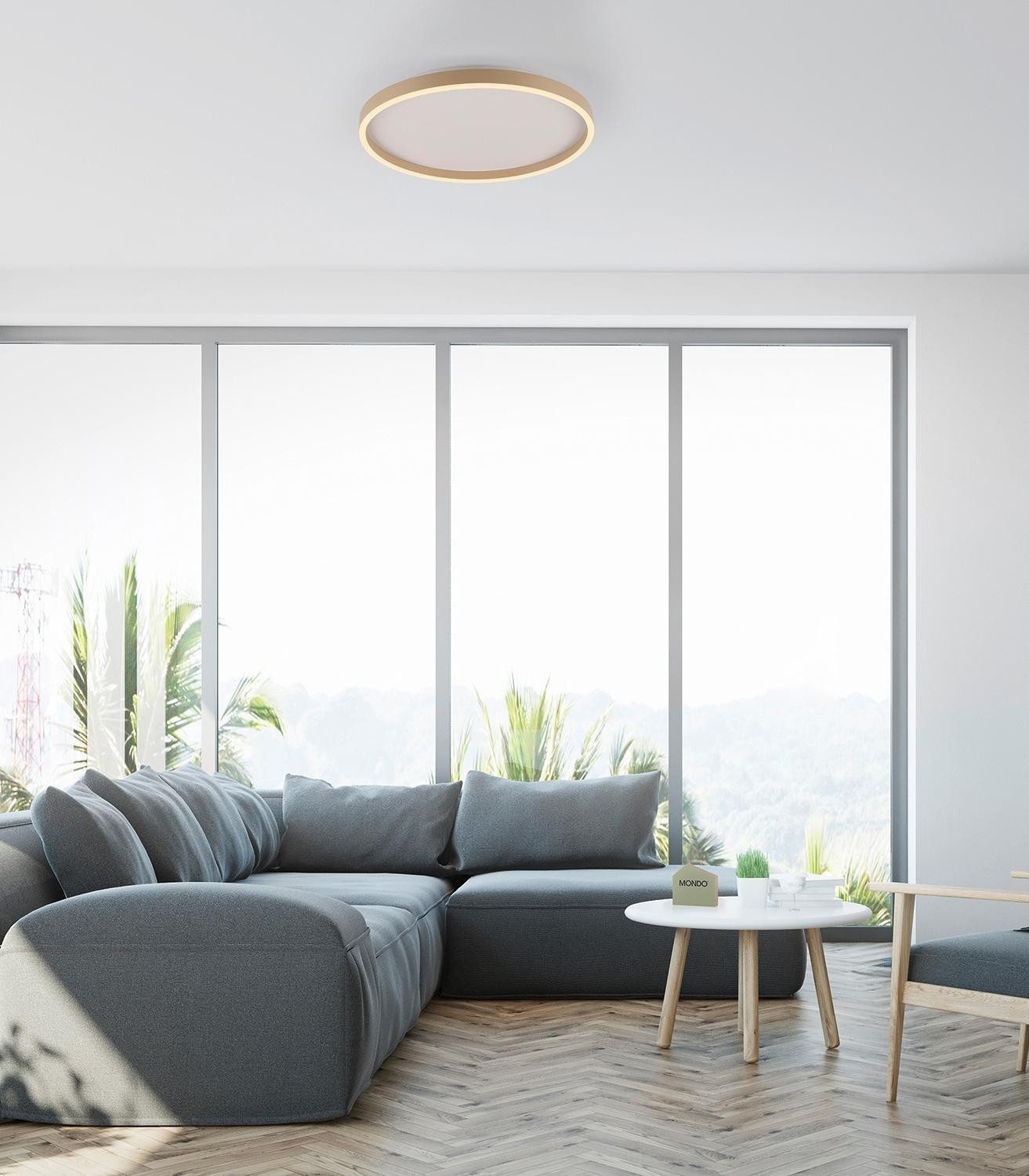 MONDO LED Deckenleuchte ELARO, Sandfarben, Metall, Dimmfunktion, LED fest integriert, Extra-Warmweiß, Ø 40 x 5,5 cm