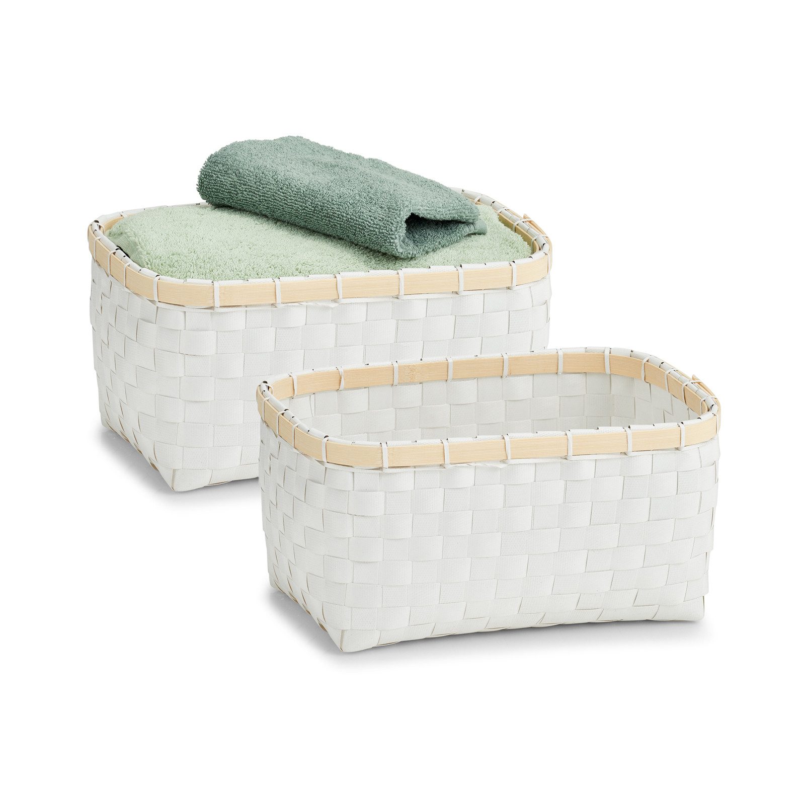 HTI-Living Aufbewahrungskorb Aufbewahrungskorb geflochten 2er-Set Weiß (Set günstig online kaufen