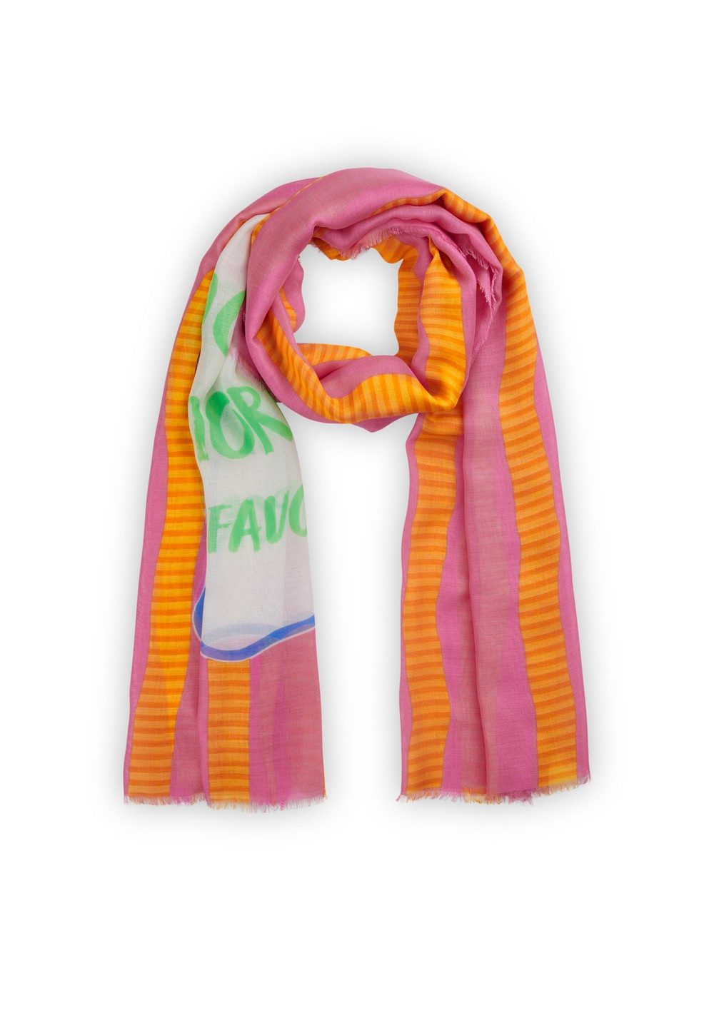 Codello Modeschal Codello Schal Mit Aufdruck "MORE AMOR POR FAVOR" in pink, Stylisches Streifenmuster