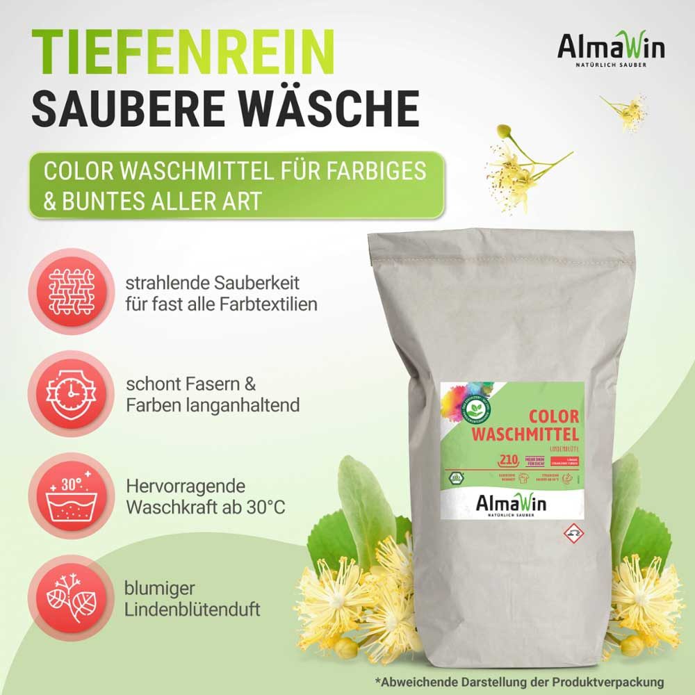 Almawin Waschpulver - Color Lindenblüte 10Kg Sack Colorwaschmittel