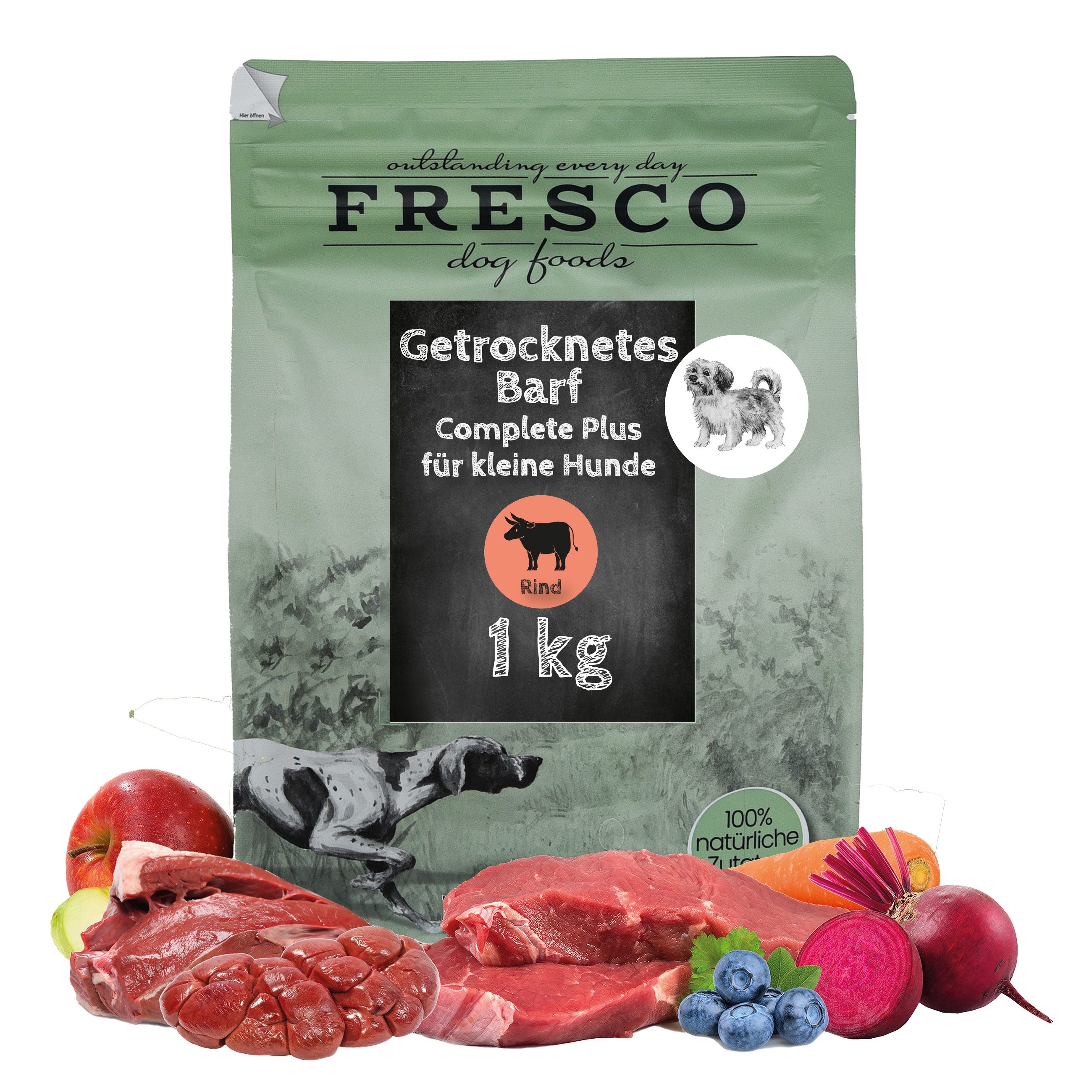 Fresco Dog TrockenBarf Rind, für kleine Hunde, 1kg / 2,5kg, Hundefutter Trocken, Trockenfutter für: Hunde, Getreidefrei, zuckerfrei, hoher Fleischanteil