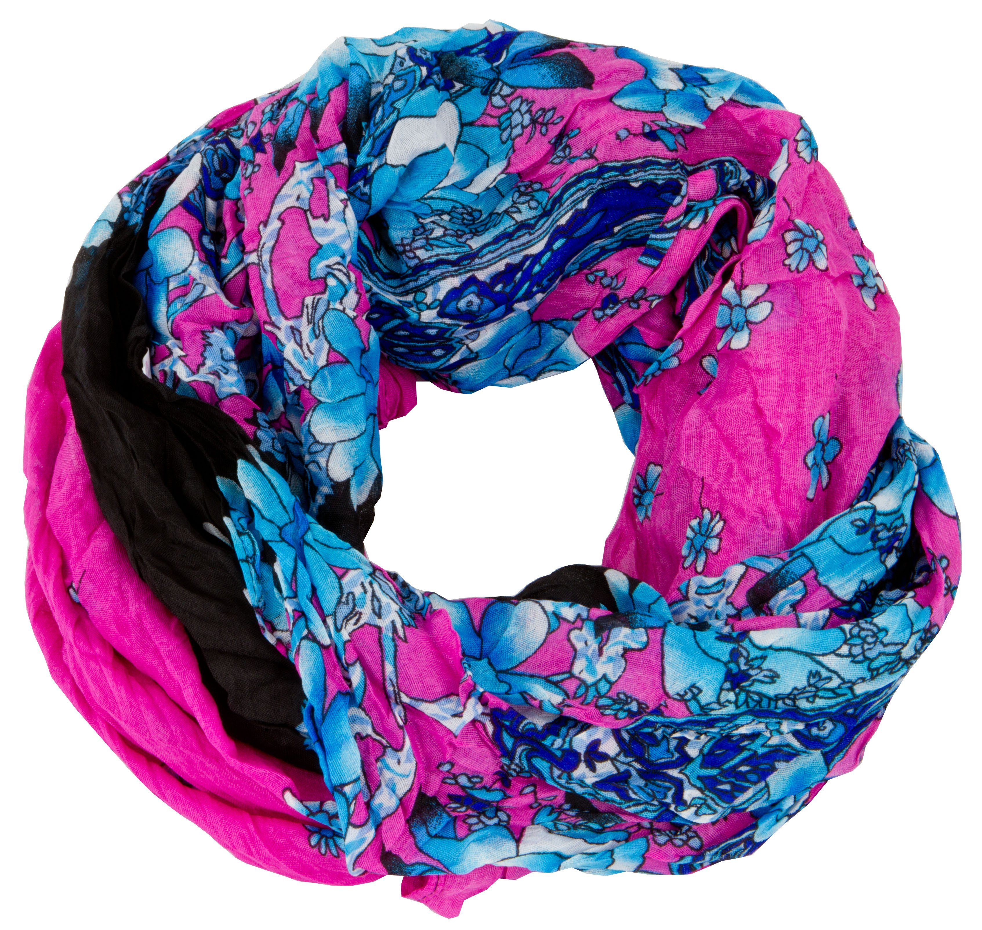 Modeschal Blume-3999 Loop Schal Schlauchschal mit Blumen Muster