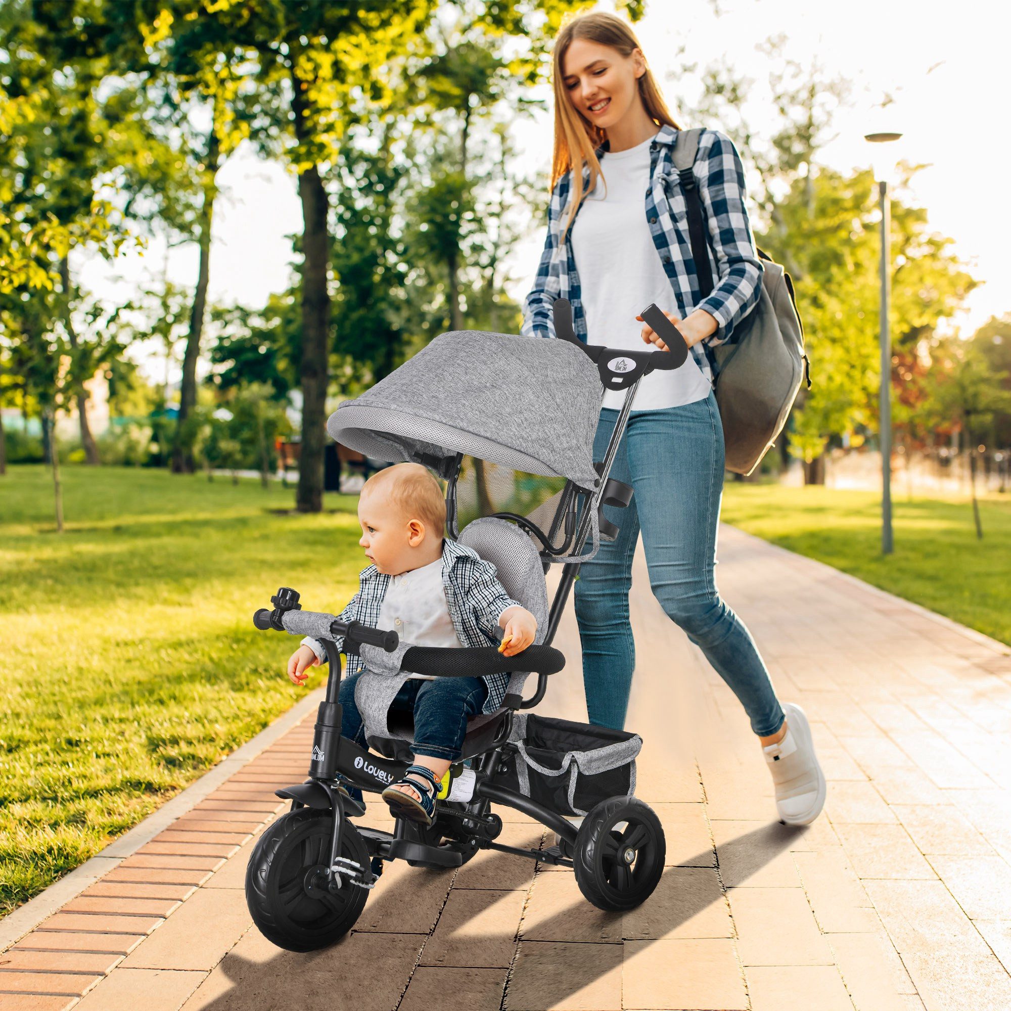 HOMCOM Dreirad 6-in-1 Kinderdreirad mit Schiebestange, günstig online kaufen