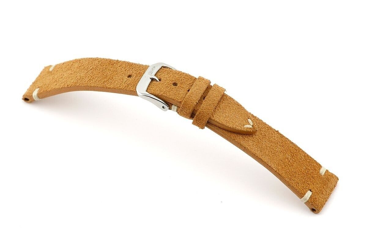 RIOS1931 Uhrenarmband Echt Velourleder Modell Hudson in Cognac