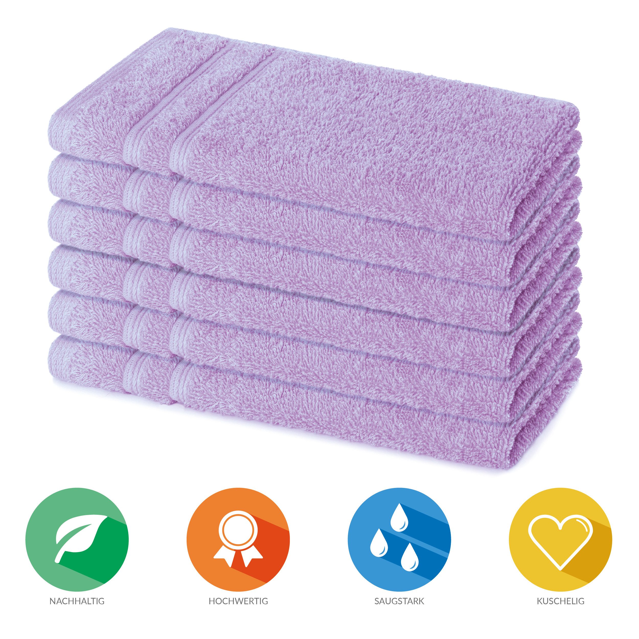 Lavea Gästehandtuch Bali Gästetücher 30x50 cm, Gästetuch, Gästehandtücher klein, Weiches Bio-Baumwollfrottee (Set, 6-St), Handtuch, Gästehandtuch-Set, GOTS-zert – Bild 2 von 5