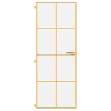 vidaXL Haustür Innentür Zimmertür Glastür Schlank Golden 76x201,5 cm Hartglas und Alu