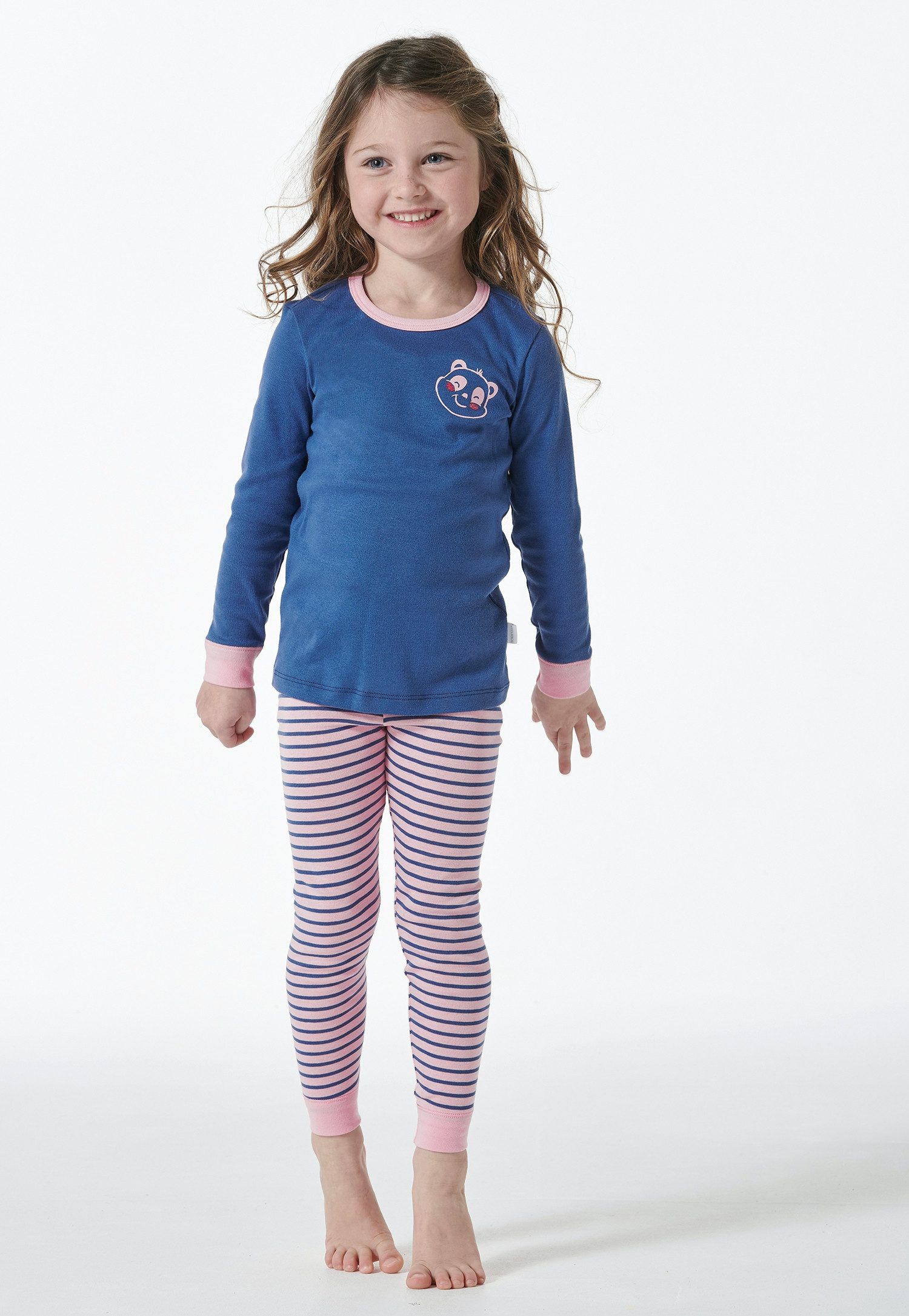 Schiesser Schlafanzug Girls World (2 tlg) mit farbigen Kontrastbündchen