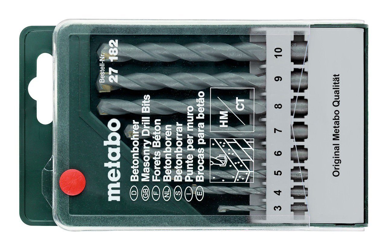 classic metabo Bohrersatz, 8-teilig Beton-Bohrerkassette