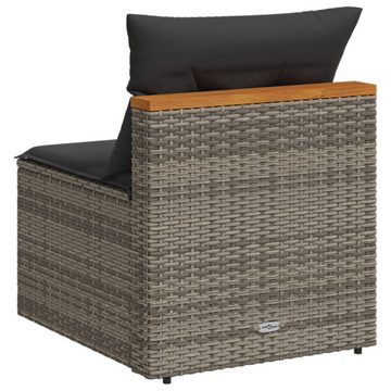 vidaXL Gartenbank Gartensofas ohne Armlehnen mit Kissen 2 Stk Grau Polyrattan